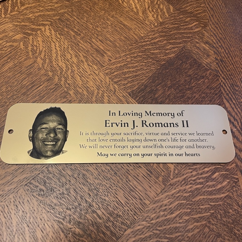 Memorial plaque in remembrance outdoor bench plaque with photograph personalised 25 x 7cm 9.84 x 2.75 inch various colours we also offer custom sizes