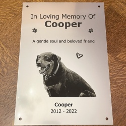 Memorial plaque in remembrance Dog Cat Pet plaque with photograph personalised custom size memorial plaques 20 x 30 cm 7.87 x 11.8 inch various colours