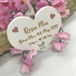 White Heart Keepsake Personalised for a New Born Baby Girl