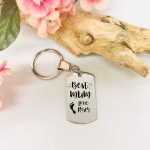 Personalised Rectangular Shape Keyring BEST MUM with LEFT CHILDS FOOT and NAME