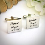 Wedding Cufflinks Square Shaped personalised for weddings with USHER