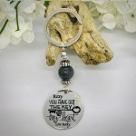 Personalised Keyring with Grey Shiny Bead Design - YOU HAVE GOT THE KEY TO MY HEART