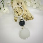 Personalised Keyring with Black Sparkle Bead Design - BLANK FOR YOUR OWN MESSAGE