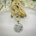 Personalised Keyring with Pastel Sparkle Bead Design - I LOVE YOU MORE THAN COFFEE