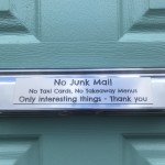 Metallic Stainless Steel Silver Coloured Plaque Personalised 15cm x 4cm Ideal for Letter Box 'No Junk Mail'