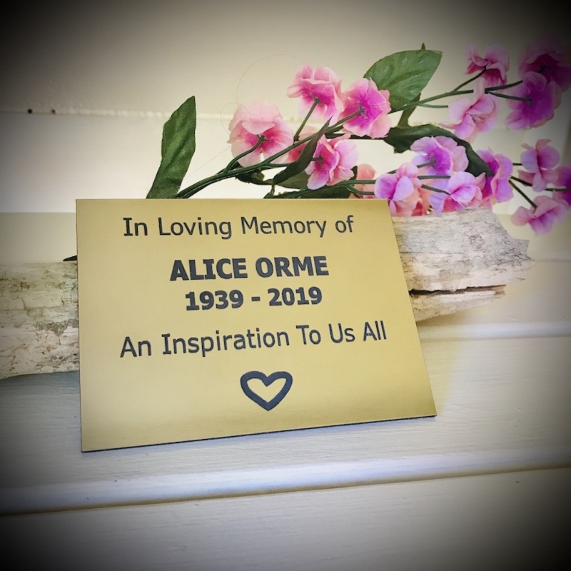 In Memory of Remembrance Outdoor Bench Plaque Personalised 10cm x 7cm