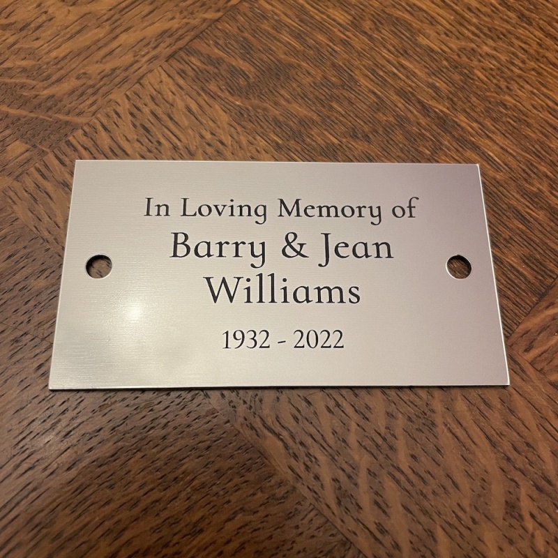 Memorial plaque in remembrance outdoor bench plaque personalised 10 x 7 cm 4 x 2.75 inch various colours we also offer custom sizes