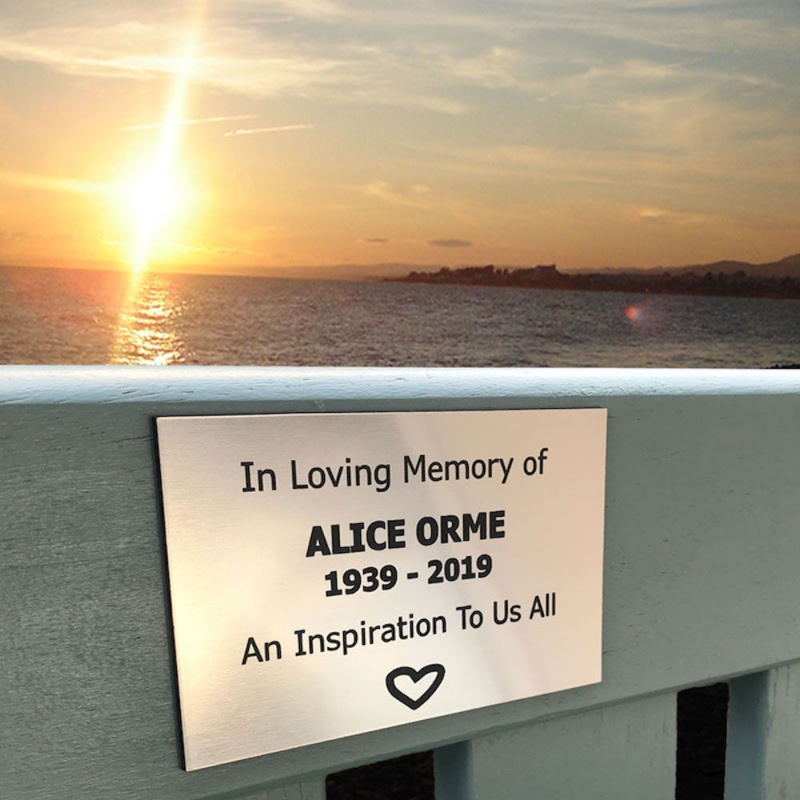 In Memory of Remembrance Outdoor Bench Plaque Personalised 10cm x 7cm