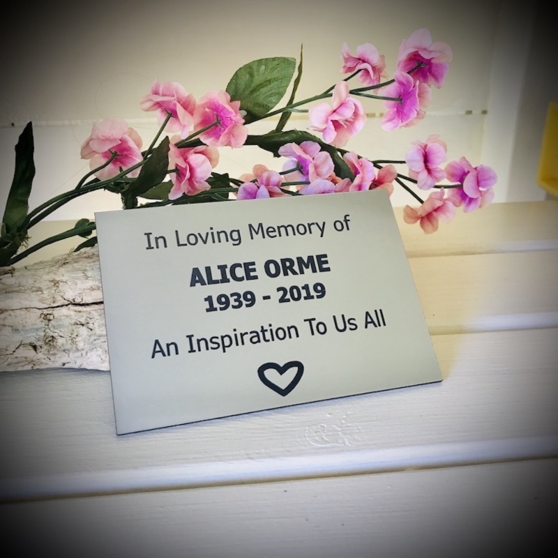 In Memory of Remembrance Outdoor Bench Plaque Personalised 10cm x 7cm
