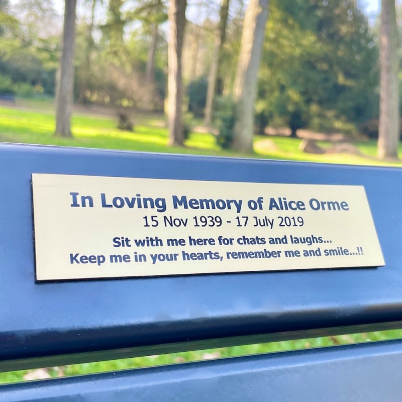 In Memory of Remembrance Outdoor Bench Plaque Personalised 15cm x 4 or 5cm