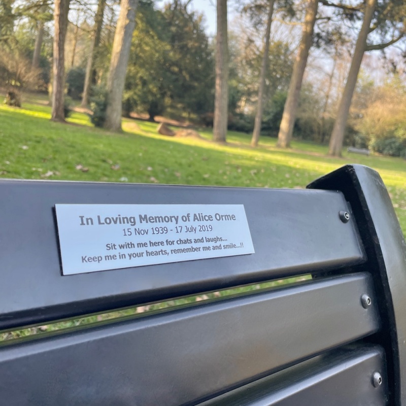 In Memory of Remembrance Outdoor Bench Plaque Personalised 15cm x 4 or 5cm