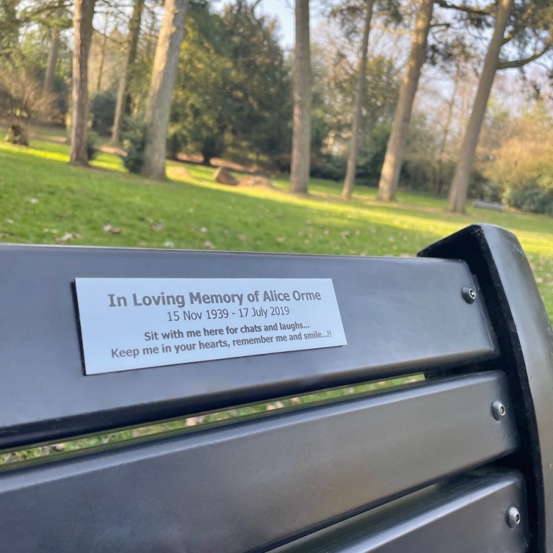 Memorial plaque in remembrance outdoor bench plaque personalised 15 x 4 or 5cm 5.9 x 1.57 or 1.96 inch various colours we also offer custom sizes