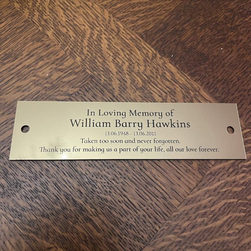 In Memory of Remembrance Outdoor Bench Plaque Personalised 15cm x 4 or 5cm