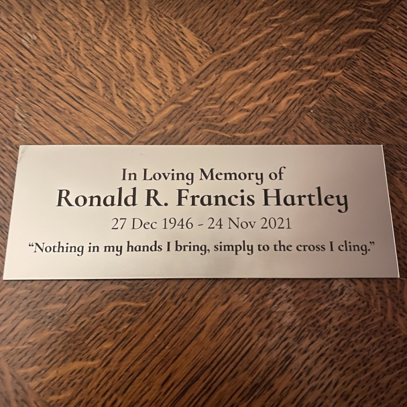In Memory of Remembrance Outdoor Bench Plaque Personalised 15cm x 4 or 5cm
