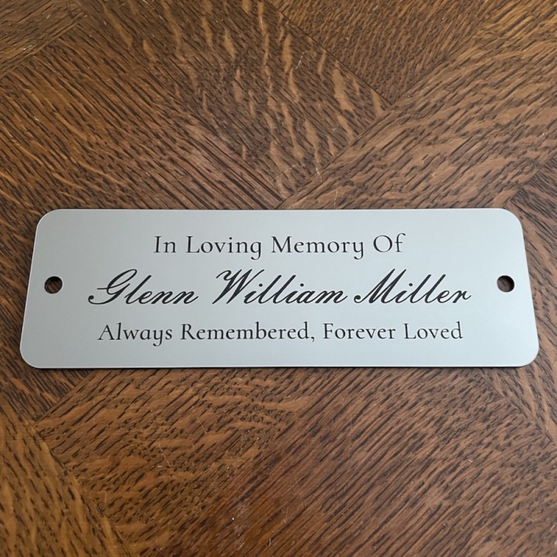 Memorial plaque in remembrance outdoor bench plaque personalised 15 x 4 or 5cm 5.9 x 1.57 or 1.96 inch various colours we also offer custom sizes