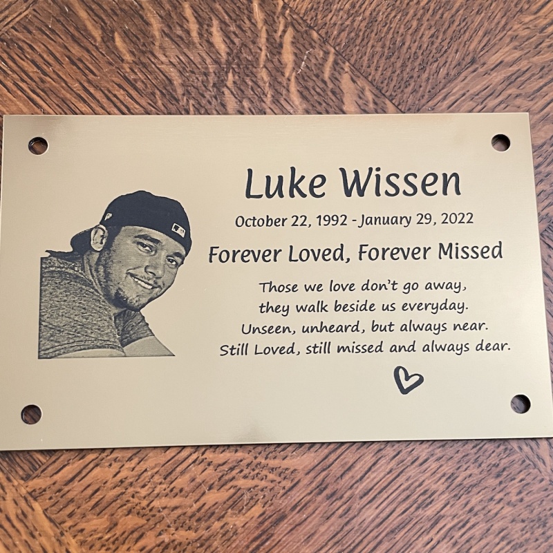Memorial Plaque in Remembrance Plaque with Photograph Personalised 15 x 9.5cm / 6 x 3.75 inch - we also offer custom sizes