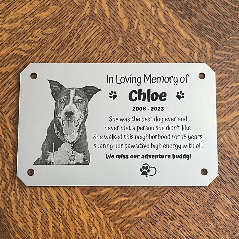 Memorial Plaque in Remembrance Dog Cat Pet Plaque with Photograph Personalised 15 x 9.5 cm / 6 x 3.75 inch - we also offer custom sizes