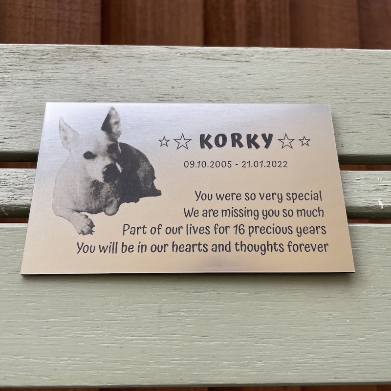 Memorial Plaque in Remembrance Dog Cat Pet Plaque with Photograph Personalised 15 x 9.5 cm / 6 x 3.75 inch - we also offer custom sizes