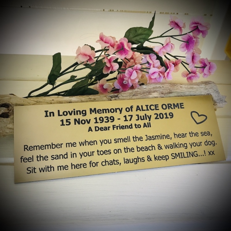 In Memory of Remembrance Plaque Personalised 20cm x 7cm