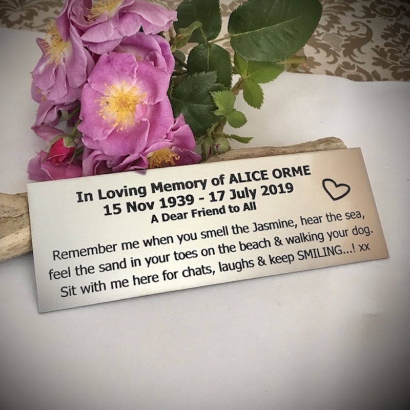 In Memory of Remembrance Plaque Personalised 20cm x 7cm