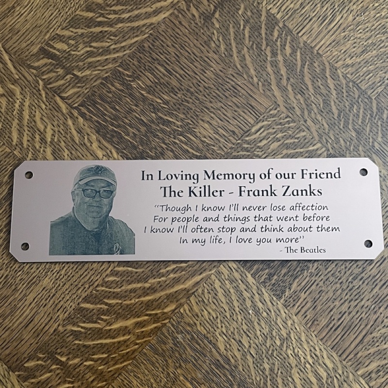 Memorial plaque in remembrance outdoor bench plaque with photograph personalised 25 x 7cm 9.84 x 2.75 inch various colours we also offer custom sizes