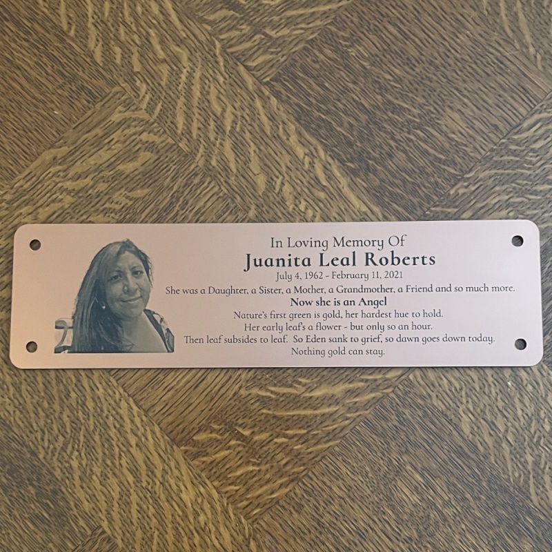 Memorial Plaque in Remembrance Outdoor Bench Plaque with Photograph Personalised 25 x 7cm / 9.84 x 2.75 inch- we also offer custom sizes