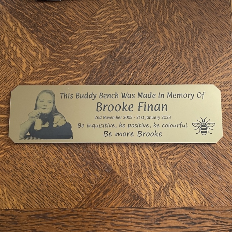 Memorial plaque in remembrance outdoor bench plaque with photograph personalised 25 x 7cm 9.84 x 2.75 inch various colours we also offer custom sizes