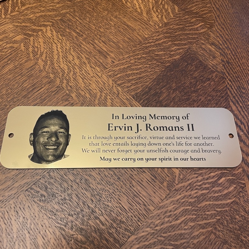 Memorial Plaque in Remembrance Outdoor Bench Plaque with Photograph Personalised 25 x 7cm / 9.84 x 2.75 inch- we also offer custom sizes