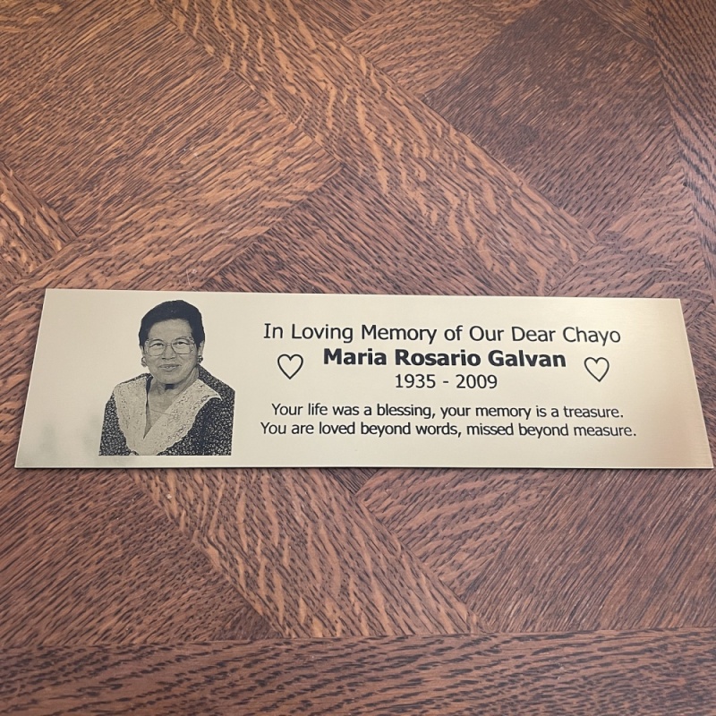 Memorial Plaque in Remembrance Outdoor Bench Plaque with Photograph Personalised 25 x 7cm / 9.84 x 2.75 inch- we also offer custom sizes