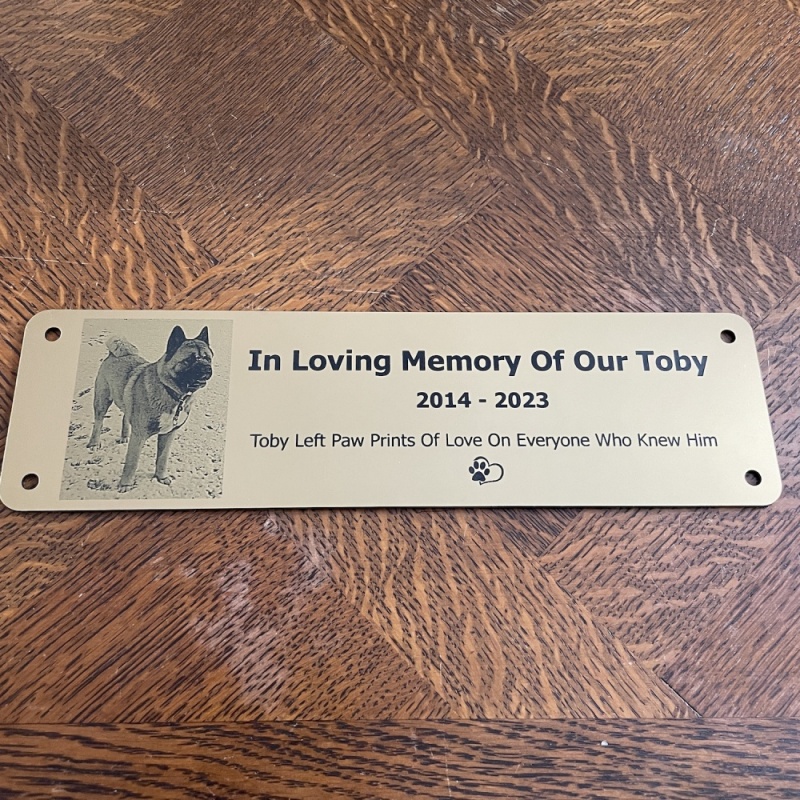 Memorial plaque in remembrance Dog Cat Pet outdoor bench plaque with photograph personalised 25 x 7cm  9.84 x 2.75 inch various colours we also offer custom sizes