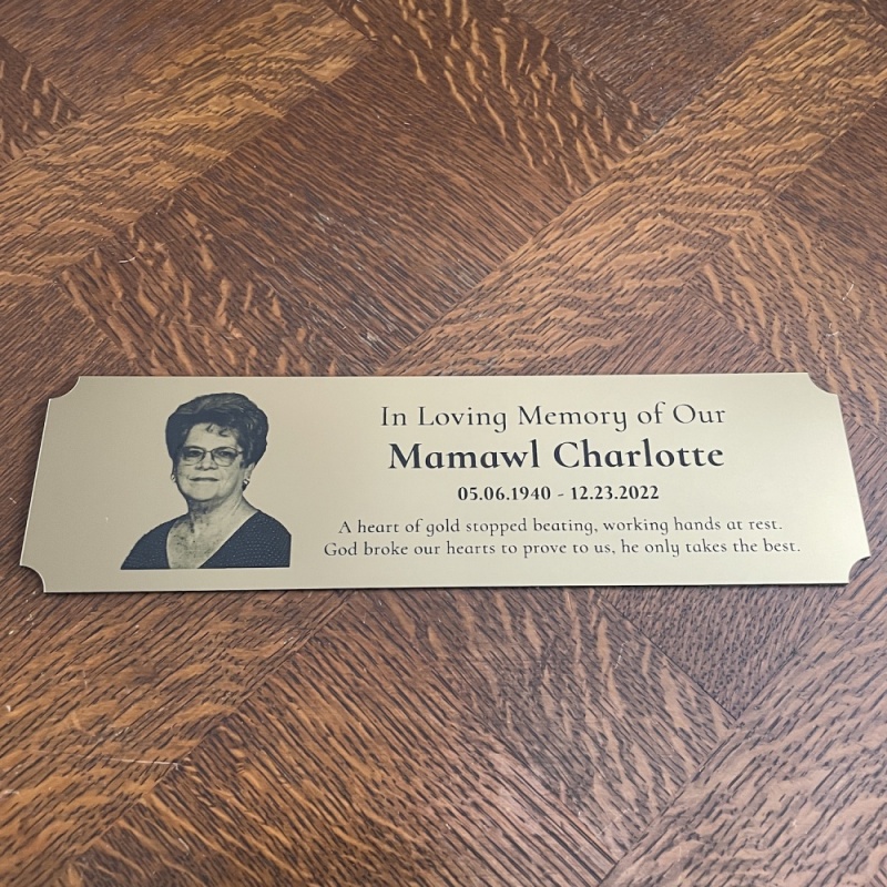 Memorial plaque in remembrance outdoor bench plaque with photograph personalised 25 x 7cm 9.84 x 2.75 inch various colours we also offer custom sizes