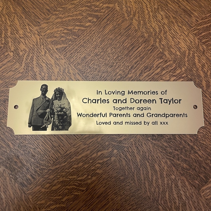 Memorial Plaque in Remembrance Outdoor Bench Plaque with Photograph Personalised 25 x 7cm / 9.84 x 2.75 inch- we also offer custom sizes