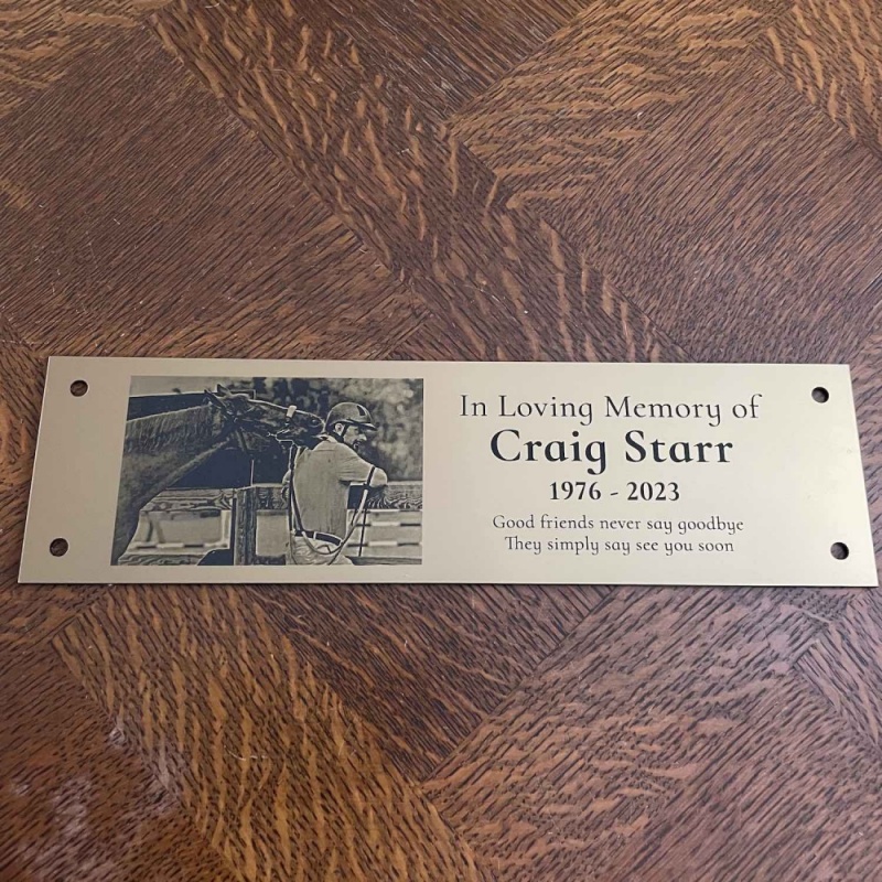 Memorial plaque in remembrance outdoor bench plaque with photograph personalised 25 x 7cm 9.84 x 2.75 inch various colours we also offer custom sizes