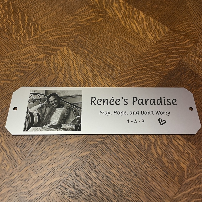 Memorial Plaque in Remembrance Outdoor Bench Plaque with Photograph Personalised 25 x 7cm / 9.84 x 2.75 inch- we also offer custom sizes