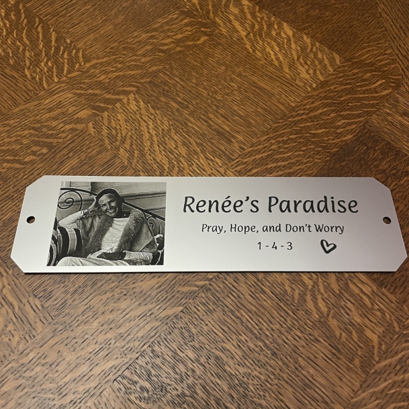 Memorial plaque in remembrance outdoor bench plaque with photograph personalised 25 x 7cm 9.84 x 2.75 inch various colours we also offer custom sizes