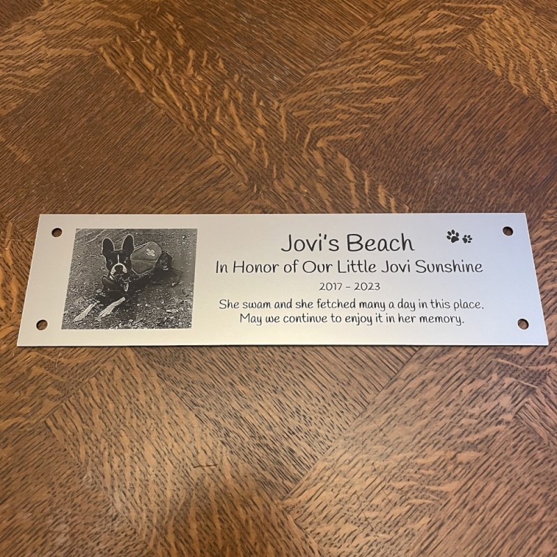 Memorial plaque in remembrance Dog Cat Pet outdoor bench plaque with photograph personalised 25 x 7cm  9.84 x 2.75 inch various colours we also offer custom sizes