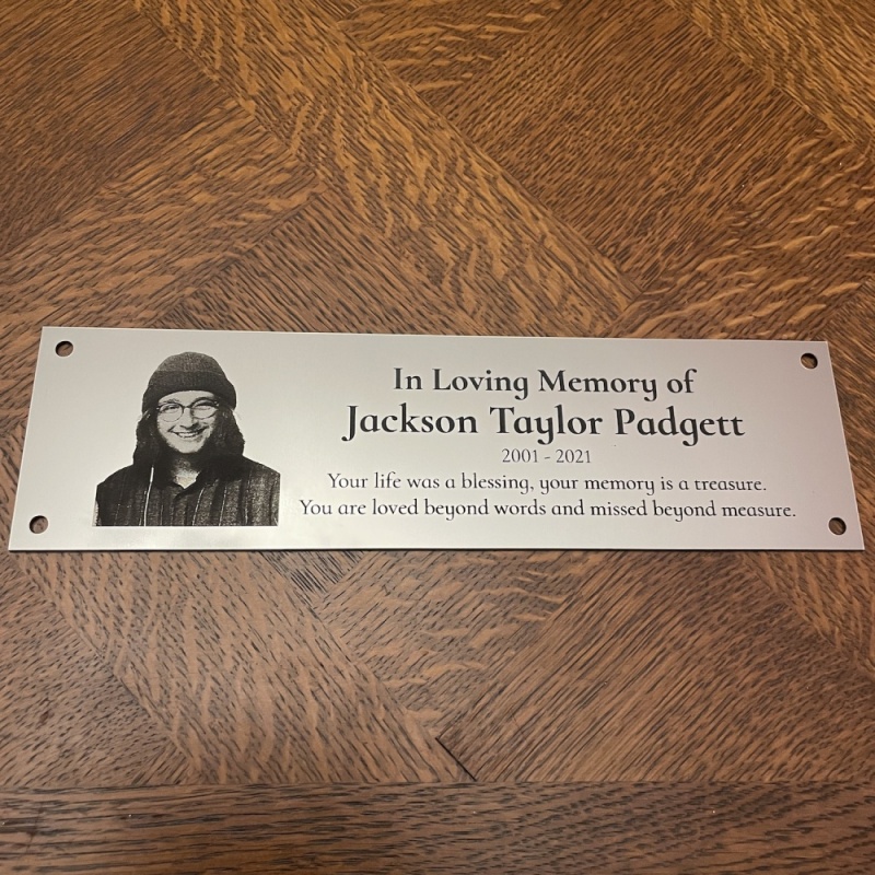 Memorial Plaque in Remembrance Outdoor Bench Plaque with Photograph Personalised 25 x 7cm / 9.84 x 2.75 inch- we also offer custom sizes