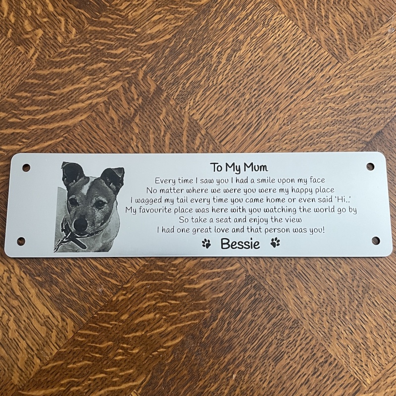 Memorial Plaque in Remembrance Dog Cat Pet Outdoor Bench Plaque with Photograph Personalised 25 x 7cm / 9.84 x 2.75 inch - we also offer custom sizes