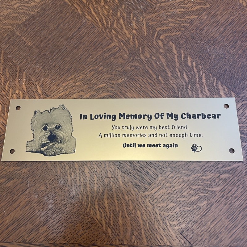 Memorial Plaque in Remembrance Dog Cat Pet Outdoor Bench Plaque with Photograph Personalised 25 x 7cm / 9.84 x 2.75 inch - we also offer custom sizes