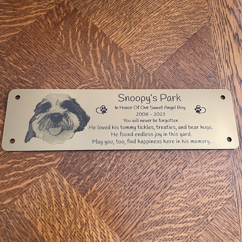 Memorial plaque in remembrance Dog Cat Pet outdoor bench plaque with photograph personalised 25 x 7cm  9.84 x 2.75 inch various colours we also offer custom sizes