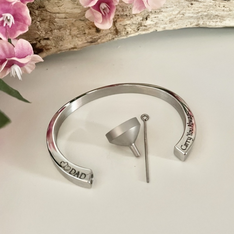 Cremation Ashes Urn Bangle Bracelet personalised with your own words or design