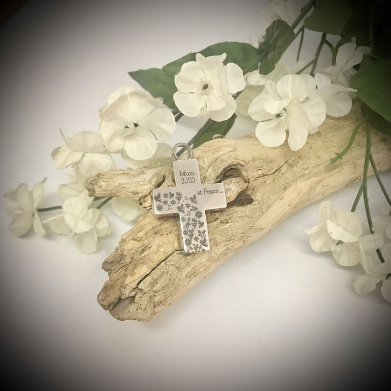 Cremation Ashes Urn Cross Shaped for keepsake, necklace or bracelet personalised with your own words or design