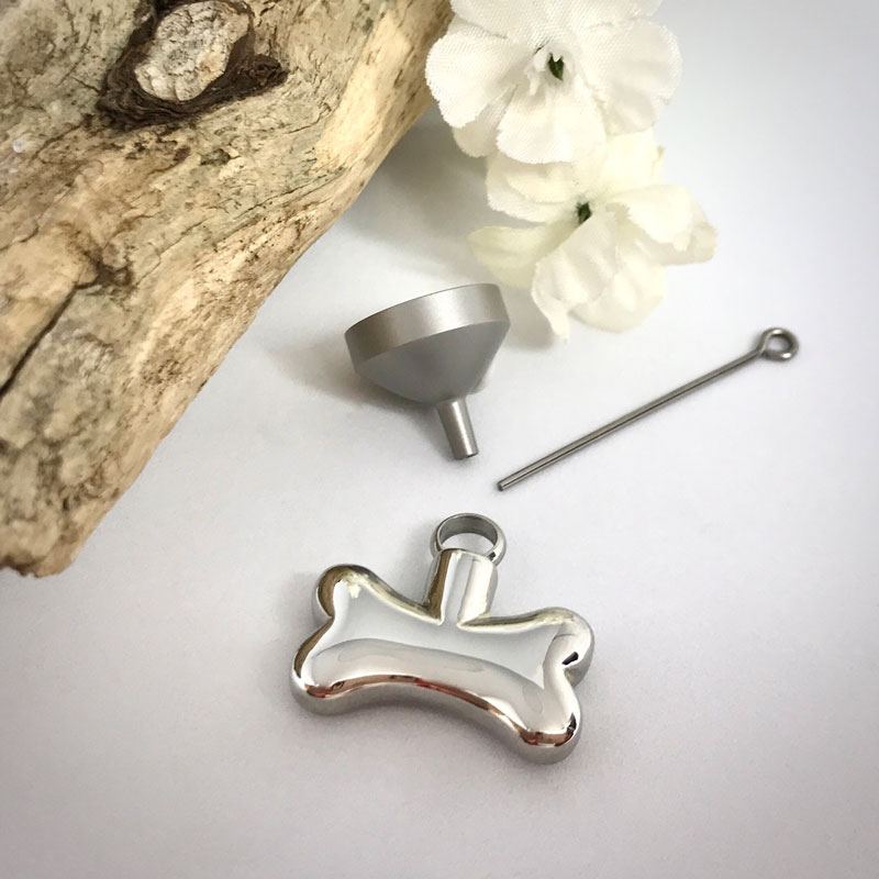 Cremation Ashes Urn Dog Bone Shaped for Pet keepsake, necklace or bracelet personalised with your own words or design