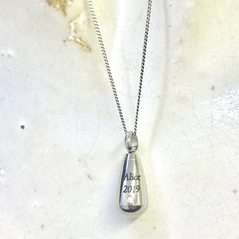 Cremation Ashes Urn Tear Drop Shaped Pendent for keepsake, necklace or bracelet personalised with larger inside space