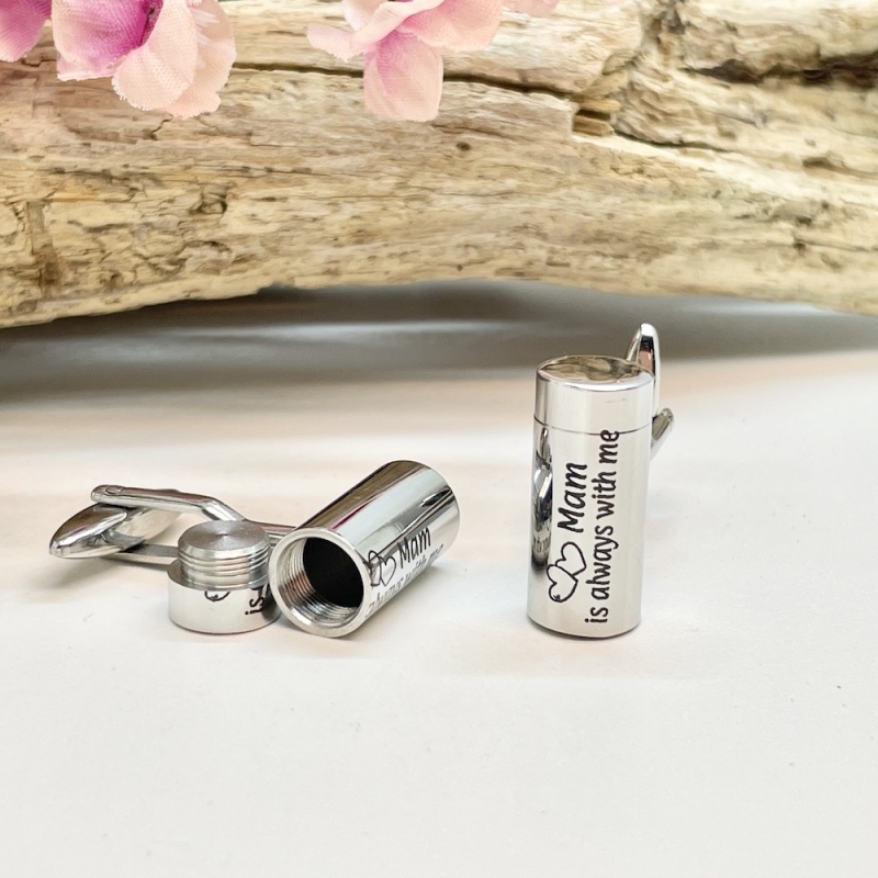 Cufflinks Cremation Ashes Urn Barrel Shaped personalised with message