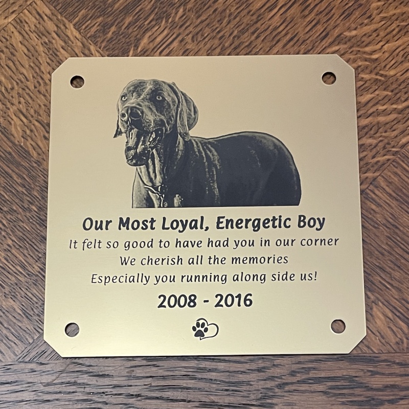 Memorial plaque in remembrance Dog Cat Pet plaque with photograph personalised custom size memorial plaques 12 x 12 cm 4.72 x 4.72 inch various colours