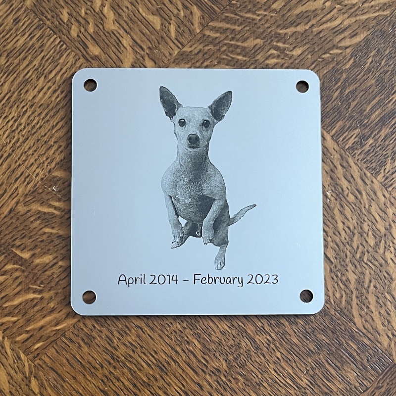 Memorial plaque in remembrance Dog Cat Pet plaque with photograph personalised custom size memorial plaques 25 x 25 cm 9.84 x 9.84 inch various colours
