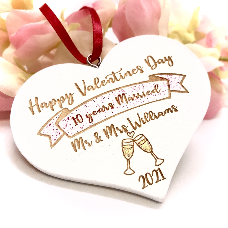 Gift tag for Years Married Valentines Day 2021 personalised with names and years married beautiful addition to your Valentines gift