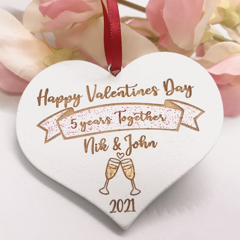 Gift tag for Years together Valentines Day personalised with names and years together beautiful addition to your Valentines gift