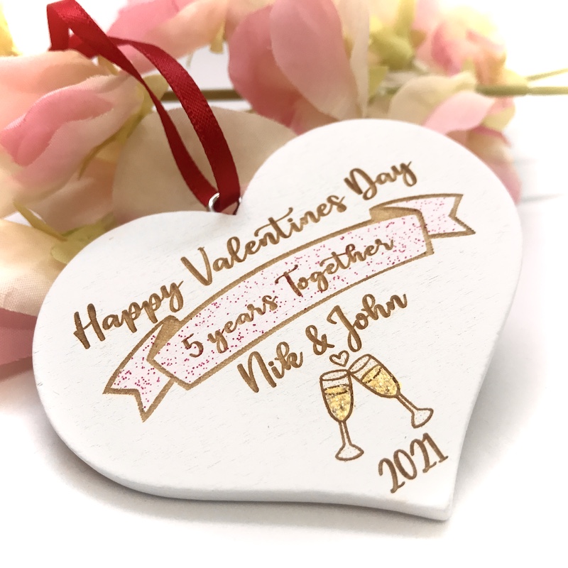 Gift tag for Years together Valentines Day 2021 personalised with names and years together beautiful addition to your Valentines gift